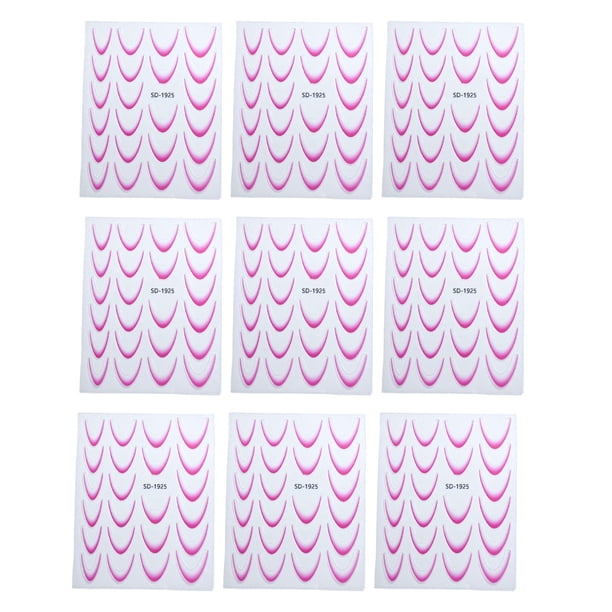 Vogacara 9 pack/lote pegatinas de uñas de línea francesa gradiente con colores ricos accesorios de calcomanías de uñas ayudas para Juegos de manicura mil novecientos veinticinco