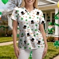 thumbnail image 4 of felwors Scrubs for Women Tops Animal Print Shirt V Neck Cartoon Pattern Short Sleeve Nursing Uniform with Pockets (Orange, L), 4 of 6