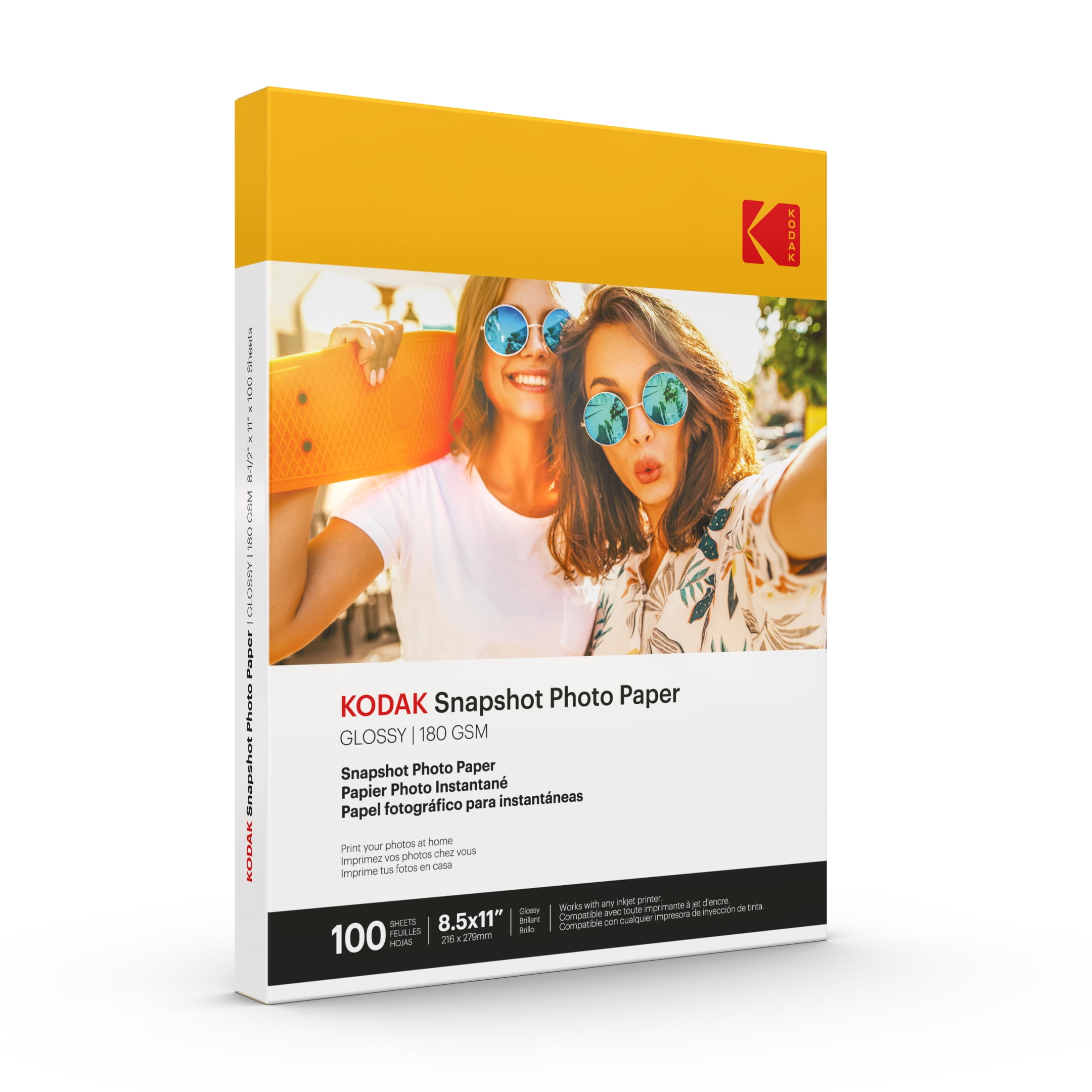 KODAK Photo Paper Gloss 8.5 X 11 SNAPSHOT 100 count, 48lb-180 g/m 2 - 8.5MIL (41302)…