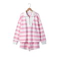 thumbnail image 6 of ZhiHiMeRi Cotton Lounge Shorts Set, Striped Zipper Pullover Top M, 6 of 12