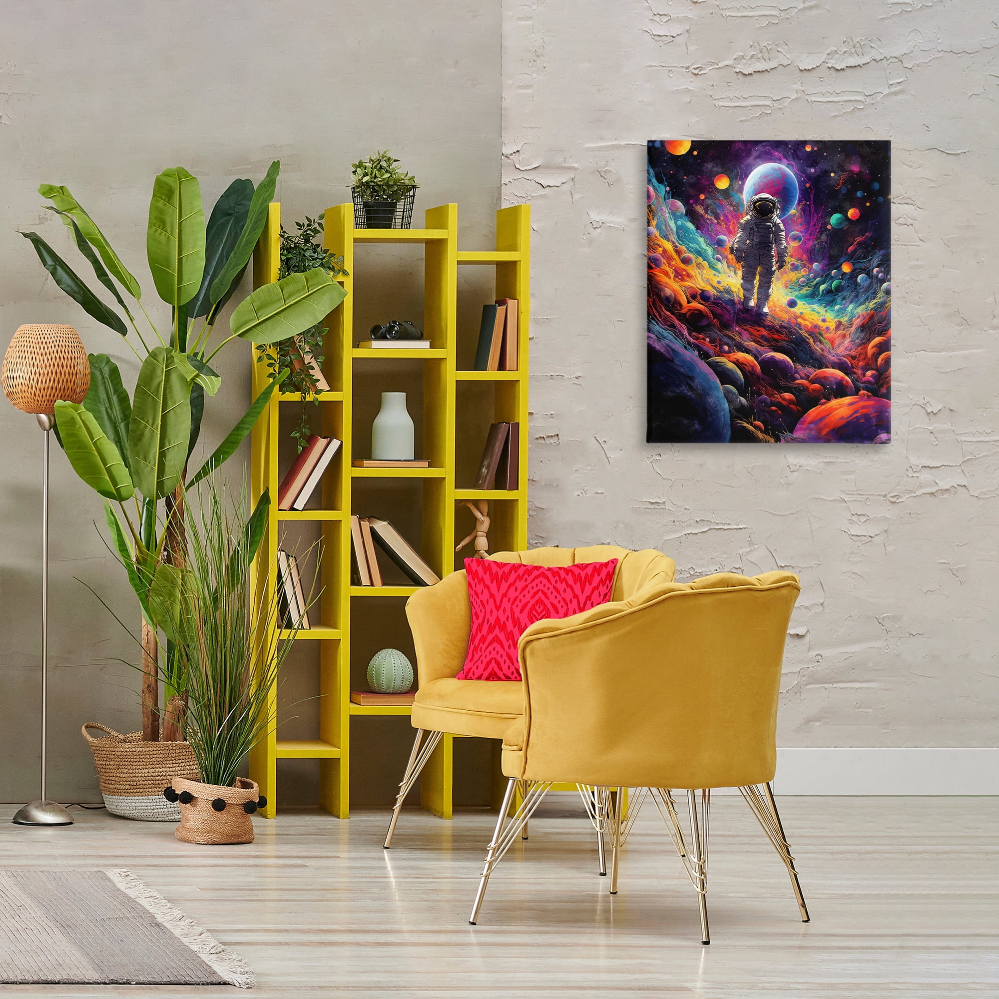 Stupell Industries Stepping on Space Terrain Astrology & Stars Painting Wrapped Canvas Art Print Wall Art, 24 x 30