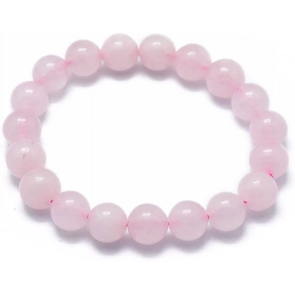 1Pc 2Inch Natural Rose Quartz Beaded Bracelets Stone Beaded String Elastic Bracelet Jewelry Gifts Adjustable Handmade Dainty Chain Rope Link Paperclip