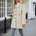 thumbnail image 4 of Women's Wool Blend Trench Coat Mid Length Double Button Front Elegant Slim Fit Overcoat For Fall Winter Casual Wear, 4 of 7