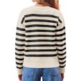 thumbnail image 5 of V Neck Button Down Long Sleeve Open Front Ribbed Knit Outerwear Womens Striped Cardigan Sweaters, 5 of 6