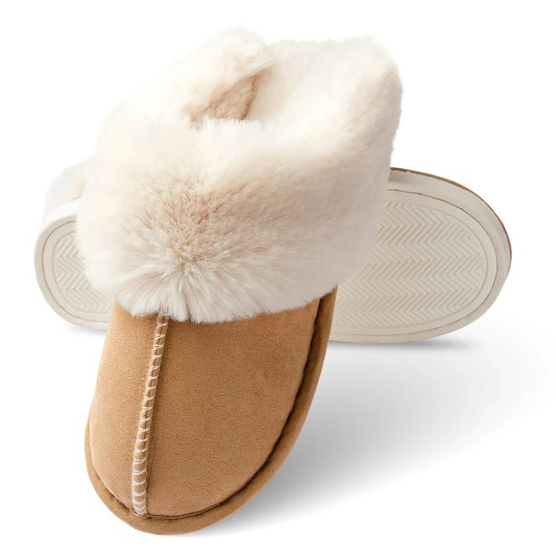 Feslishoet-Zapatillas planas de felpa para mujer, zapatos suaves y cómodos de algodón para interiores, Invierno