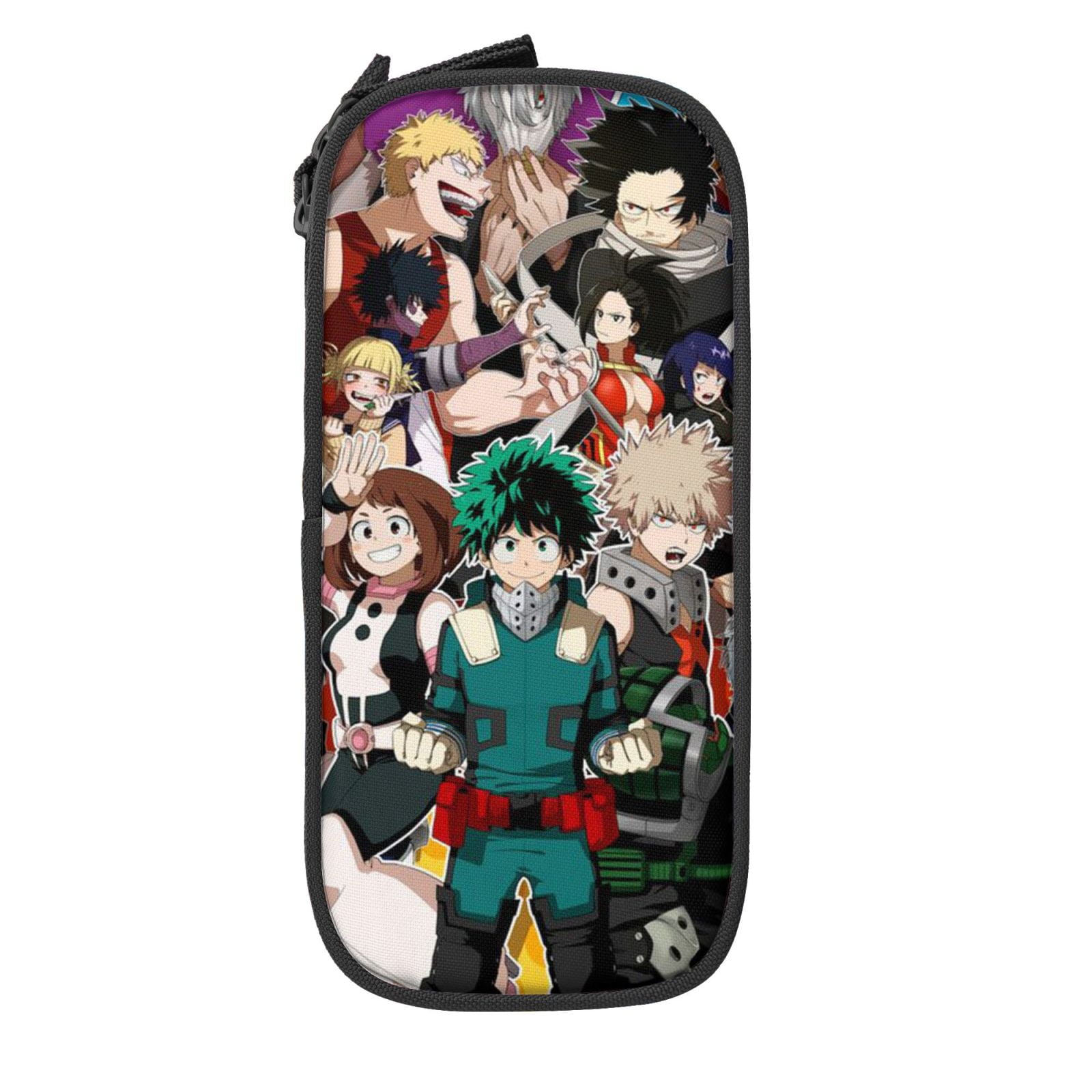My Hero Academia Pencil Case Large Capacity Pencil Pouch Pen Bag Office Stationery Organizer Travel Makeup Bag Black