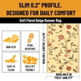 thumbnail image 3 of Ottomanson Extra Long Runner Rug 1'10.5" x 49' – Non-Slip Low Pile Hallway Carpet, Floral Beige, 3 of 10