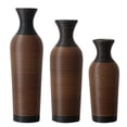 thumbnail image 5 of Hand-Woven PVC Rattan Vases Set of 3,GreyBrown and Beige Striped Floor Vases for Home Decor, 5 of 7