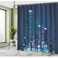 thumbnail image 5 of Ambesonne Urban Shower Curtain, Night View of Metropolis, 69"Wx70"L, Dark Blue, 5 of 5