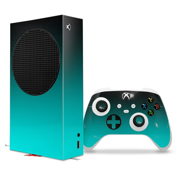 WraptorSkinz Skin Wrap compatible with the 2020 XBOX Series S Console and Controller Smooth Fades Neon Teal Black (XBOX NOT INCLUDED)