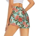 thumbnail image 3 of Xecao's Rose Flowers for a double-layer running short for women, perfect for gym, tennis, and more, featuring a convenient pocket., 3 of 9