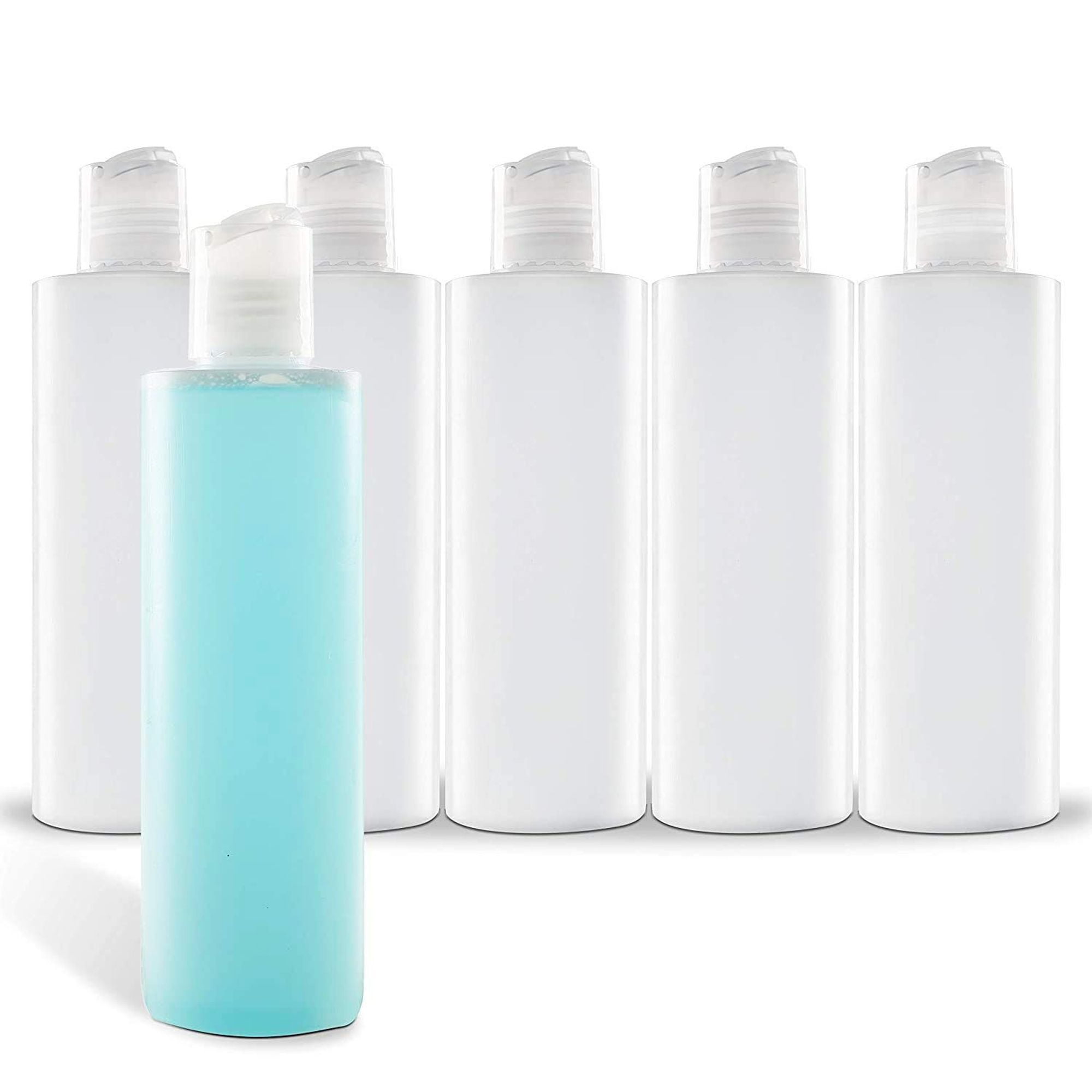 6-Pack 8oz Plastic Squeeze Bottles with Disc Cap, Refillable Empty