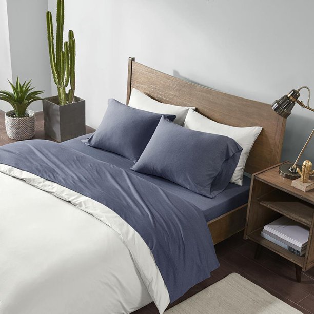 INK+IVY Cotton Jersey Knit All Season Heathered Sheet Set Twin XL