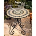 thumbnail image 3 of Indoor/Outdoor Bistro Tables, 24" Round Mosaic Coffee Table for Outside, All Weather Patio Accent Table for Yard Balcony Porch Garden Deck Poolside, Easy Assembly, Vintage, 3 of 11