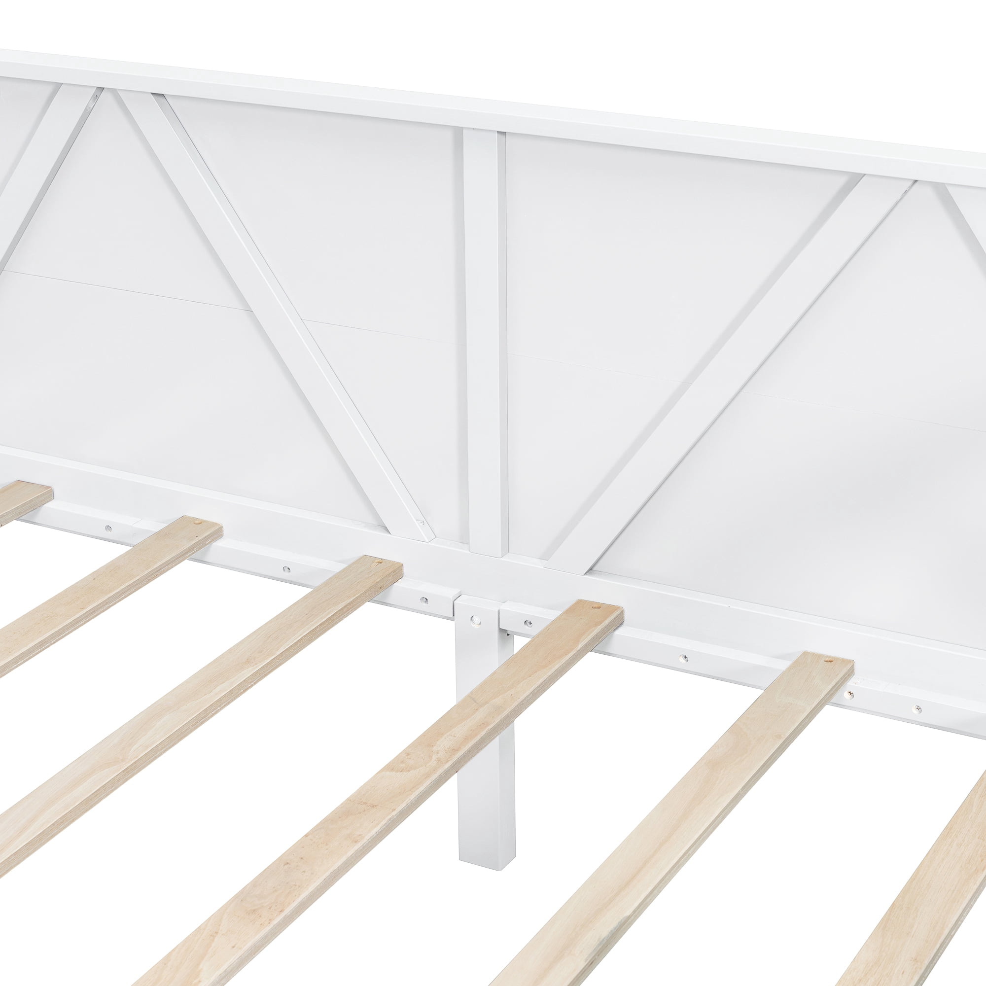 Aukfa Twin Size Bed Frame, Solid Wood Daybed with Slat Support for Kids Boys Girls, White