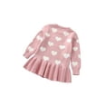 thumbnail image 2 of Fortune Toddler Girl Valentine Sweater Long Sleeve Heart Knitted Ruffle Dress 1-5Y, 2 of 9