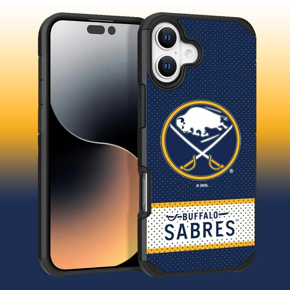 Apple iPhone 16 Plus (6.7) - NHL Licensed Buffalo Sabres Team Logo on Jersey Textured Dual Layer Case