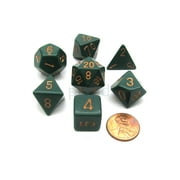 Chessex Polyhedral 7-Die Opaque Dice Set - Dusty Green with Copper Numbers #25415