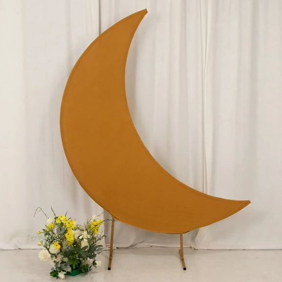 BalsaCircle 6.5 feet Gold Spandex Crescent Moon Backdrop Stand Cover Party Events Decorations