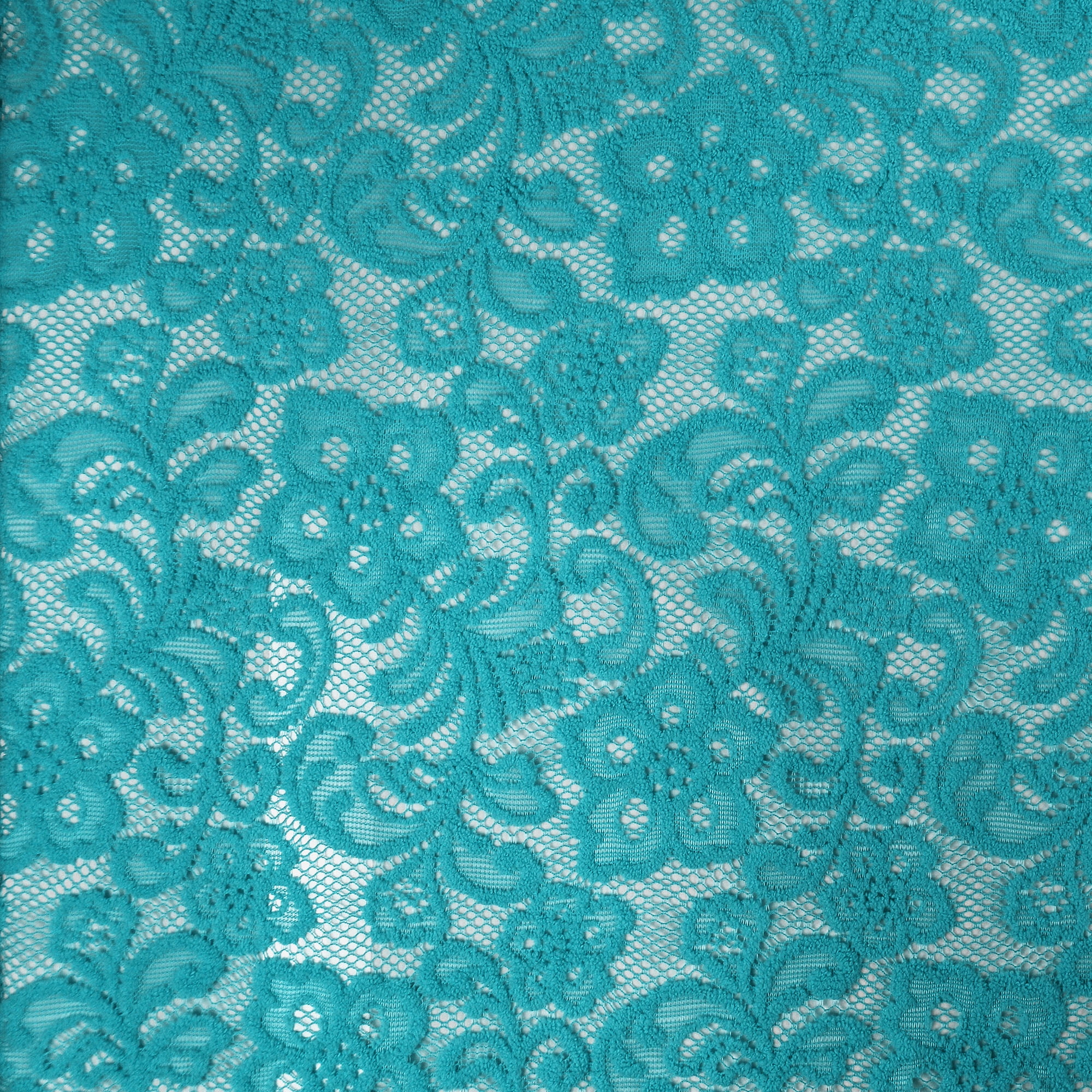 Romex Textiles 100% Polyester Chenille Lace Fabric with Flower Design - Teal