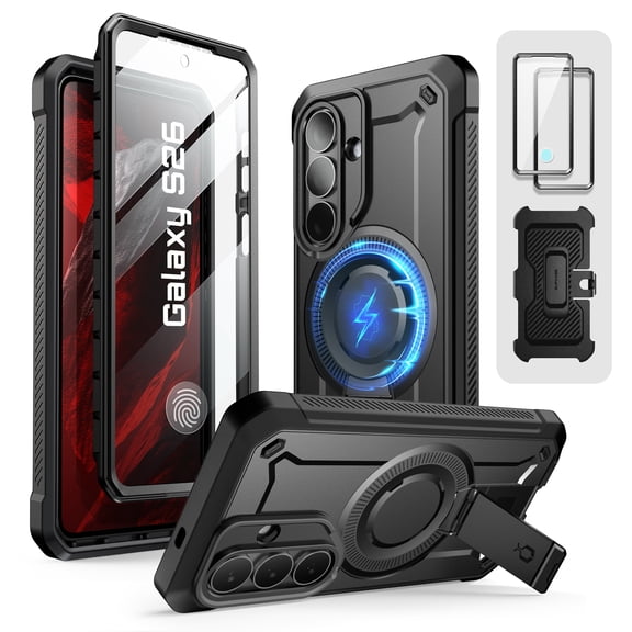SUPCASE UB Pro Mag for 2026 Samsung Galaxy S26 Magnetic Case with Kickstand, [2 Front Frames] [N52 Magnet] [Built-in Screen Protector & Belt-Clip] Protective Phone Cover Shell for Galaxy S26, Black