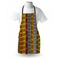 thumbnail image 3 of Tribal Apron Ethnic African Motifs with Hand Drawn Style Borders Pattern Artwork, Unisex Kitchen Bib Apron with Adjustable Neck for Cooking Baking Gardening, Black Orange and Yellow, by Ambesonne, 3 of 3