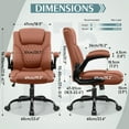 thumbnail image 3 of Leather Office Chair, PU Home Computer Desk Chairs with Ergonomic Back Support, 360°Swivel Free, Small Gaming Chair with Wheels and Adjustable Armrests, for Short People Use(1 pack, Brown), 3 of 8