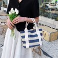 thumbnail image 1 of Bolso de mujer a rayas de paja a la moda, de hombro hechos a mano tejidos informales, 1 of 6