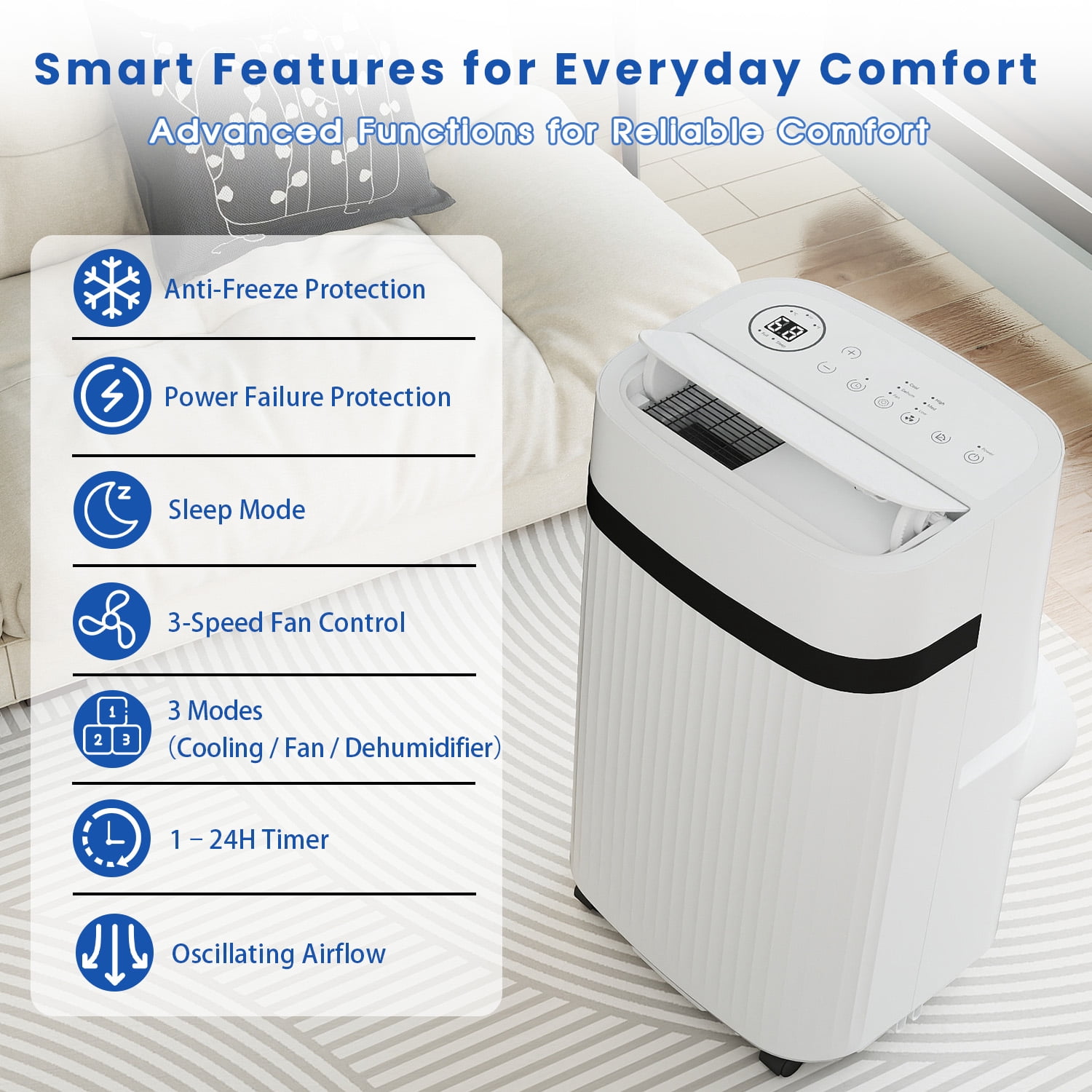 12000 BTU Portable Air Conditioner, Portable AC Unit up to 550 Sq.Ft, 4-in-1 Air Conditioner for Home with Sleep Modes, Remote Control