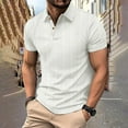 thumbnail image 2 of YLSDY Mens Button Collared Shirts Short Sleeve Casual Color Block Golf T Shirt Stylish Contrast Colors Button Lapel Collar Cotton Tops White M, 2 of 6