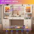 thumbnail image 5 of ChVans 62'' Large Vanity Desk with Tempered Glass Top, 60000-color LED Lights, Charging Station, White Makeup Vanity with 3 Lights Mode LED Mirror, 9 Drawers, 2 RGB cabinets for Women, Girls Gift, 5 of 9