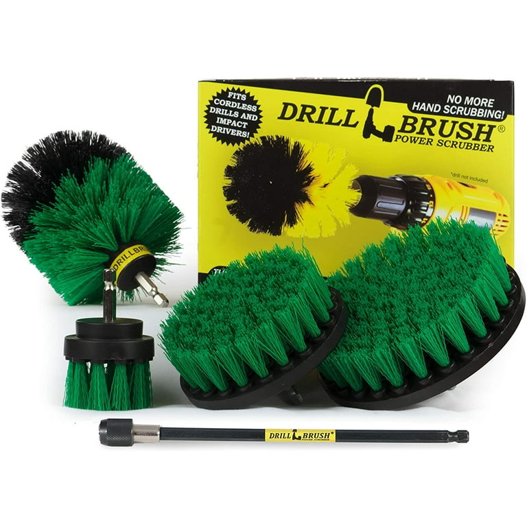 Cleaning Supplies - Drill Brush Power Scrubber Set with Extension - Dish  Brush - Spin Brush Kit for Tile, Counter-Tops, Stove, Oven, Sink, Trash  Can