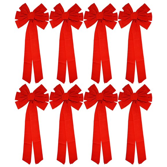 Black Duck Brand 26" x 11.5" Giant Red Velvet Holiday/Christmas Bow (8 Pack)