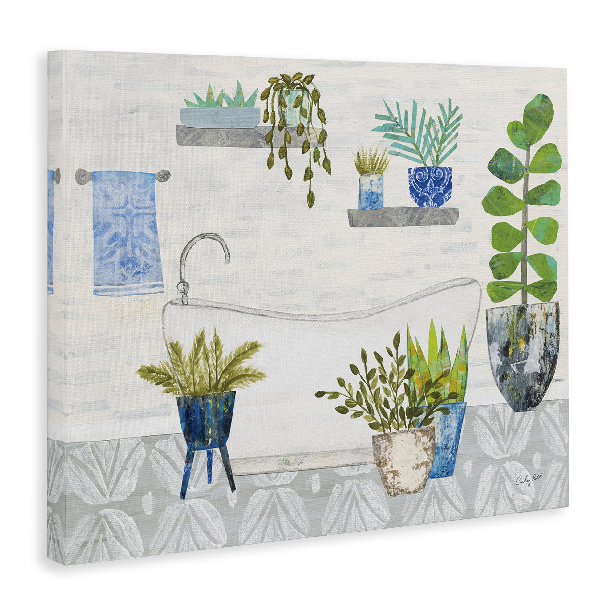 Stupell Industries Rustic Botanical Bathroom Bath & Laundry Painting Wrapped Canvas Art Print Wall Art, 30 x 24