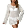thumbnail image 3 of Sentmoon Spring Tops for Women Long Sleeve Bikinis Loose Fit Oversized Loose Fit Swimsuits Summer Vacation Essentials for Women over Swimsuits White M, 3 of 8
