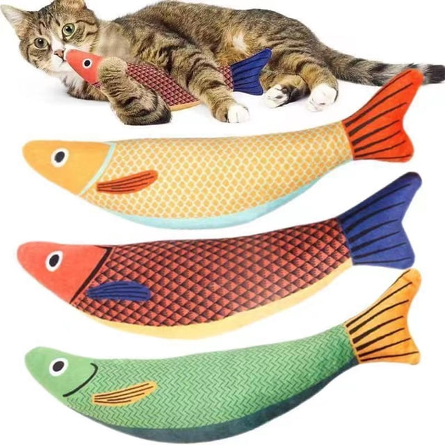 Juguete de Pescado con Hierba Gatera para Gatitos | Juguete Masticable para La Dentición | Juguete Interactivo para Gatos | Alivia El Aburrimiento | Material: Poliéster Verde | Tamaño Del Paquete: 20