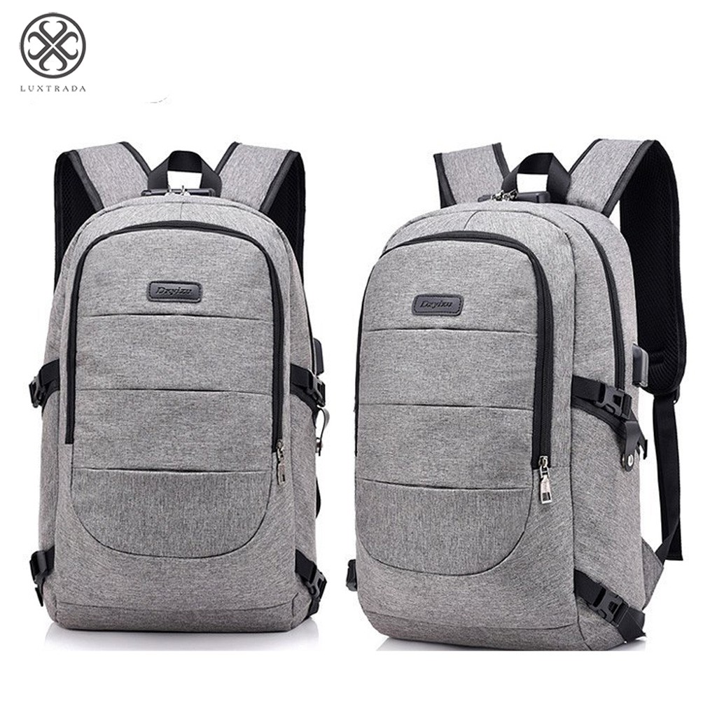 Luxtrada Men Women USB Charging Backpack Male Leisure Travel Business Student School Bag(Gray) - image 3 of 8
