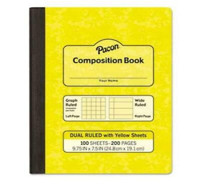 Wide Ruled Composition Book 120 Sheets 9 3/4”x7 1/2” 24.7 cm x 19.0cm FIVE STAR 