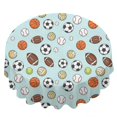 thumbnail image 2 of Football and Basketball Lightblue Pattern Round Tablecloth 70"x70", Wrinkle Resistant Wipeable Table Cover for Kitchen Dining Room Picnic Patio and Party, 2 of 6