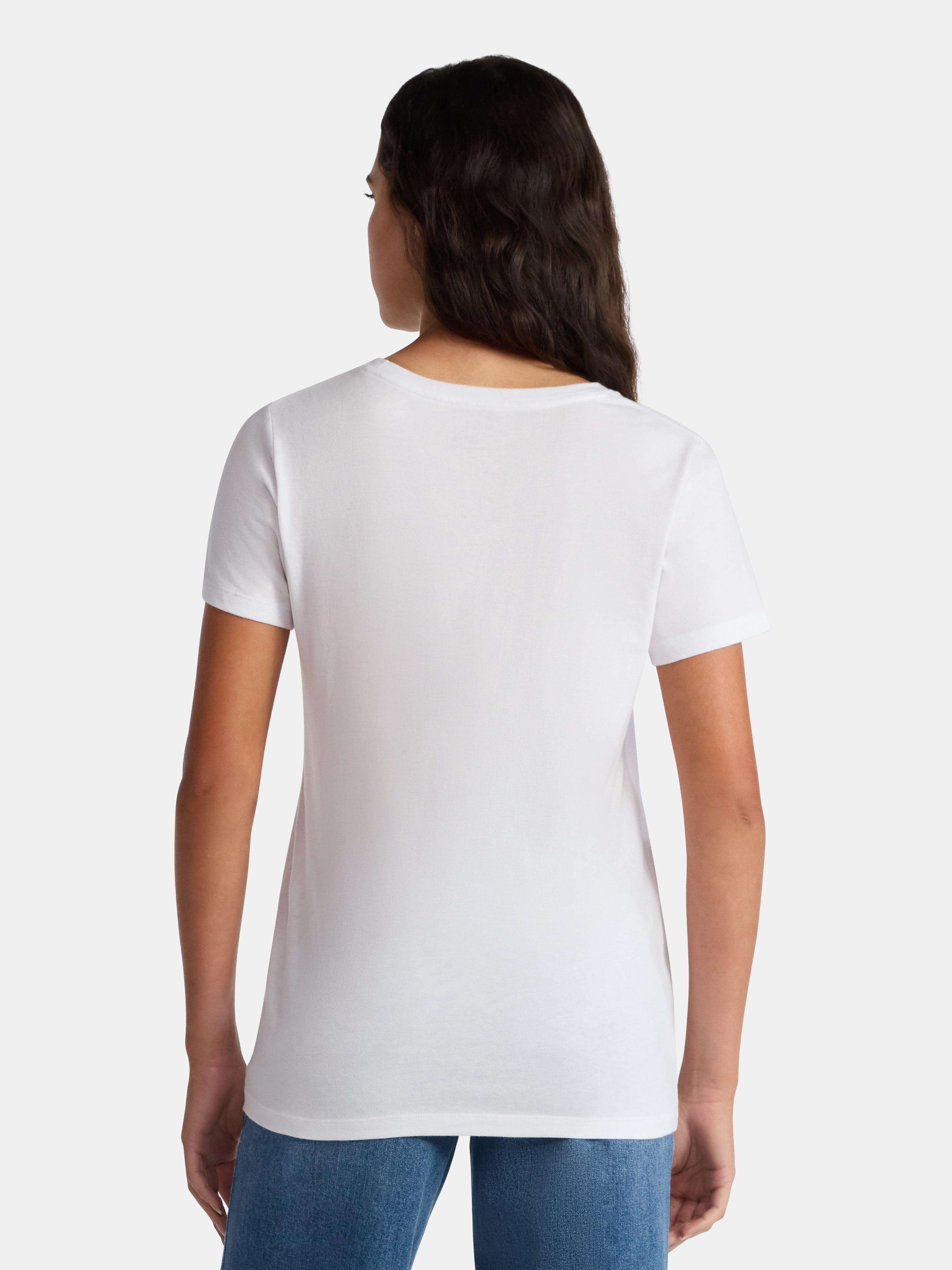 Time and Tru Women's Cotton Crewneck Tee with Short Sleeves, Sizes XS-XXXL