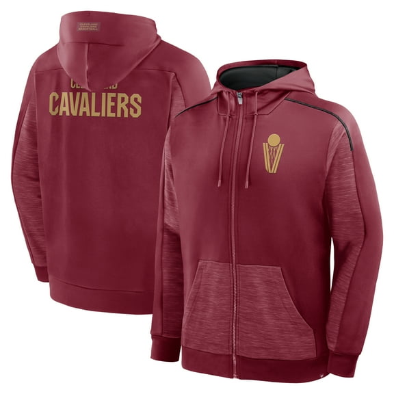 Men's Fanatics Wine Cleveland Cavaliers Back Door Cut Play Defender Full-Zip Hoodie