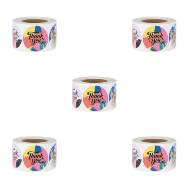 maskred 500 Pieces Colorful Thank Stickers Labels 5 for Birthday Party 1 Roll 1.5 Inch 5Set