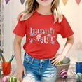 thumbnail image 2 of PMVFHDE T-Shirt pour Filles T-Shirts Graphiques Mignons Hauts d'Été pour Filles Enfants Pâques T-Shirt Graphique Mignon Col Rond Manches Courtes T-Shirt Décontracté d'Été Rouge, 3-4 Ans, 2 of 4