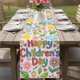 thumbnail image 4 of Children's Day Table Runner 70 Inches, Cartoon Cute Flowers Leaf Pink Plaid Bed Runner Dresser Scarves Tabletop for Indoor Outdoor Parties/Ceremony/Banquet, 13" x 70", 4 of 9