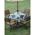 thumbnail image 4 of Outdoor Tablecloth with Umbrella Hole for Patio/Picnic/Party/Camping, Navy Blue Starfish Coastal Waterproof Table Cloth Square Cover Washable, Vintage Seaside Tropical (54"x 54"), 4 of 9