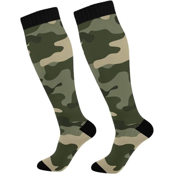 GZHJMY Camouflage Compression Socks, Women Men Long Stocking (20-30mmHg), Travel Knee High Stockings for Athletic Sports,Running,Cycling,Nursing