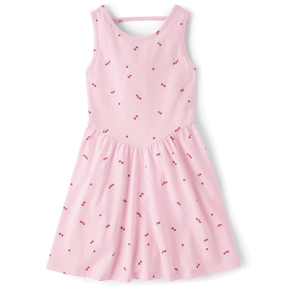 The Children's Place Girls Sleeveless Cherry Bar Back V-Waist Dress, Sizes XS-XXL