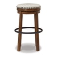 thumbnail image 2 of Zane 30 Inch Backless Swivel Barstool Round Beige Seat Brown Wood Frame, 2 of 6