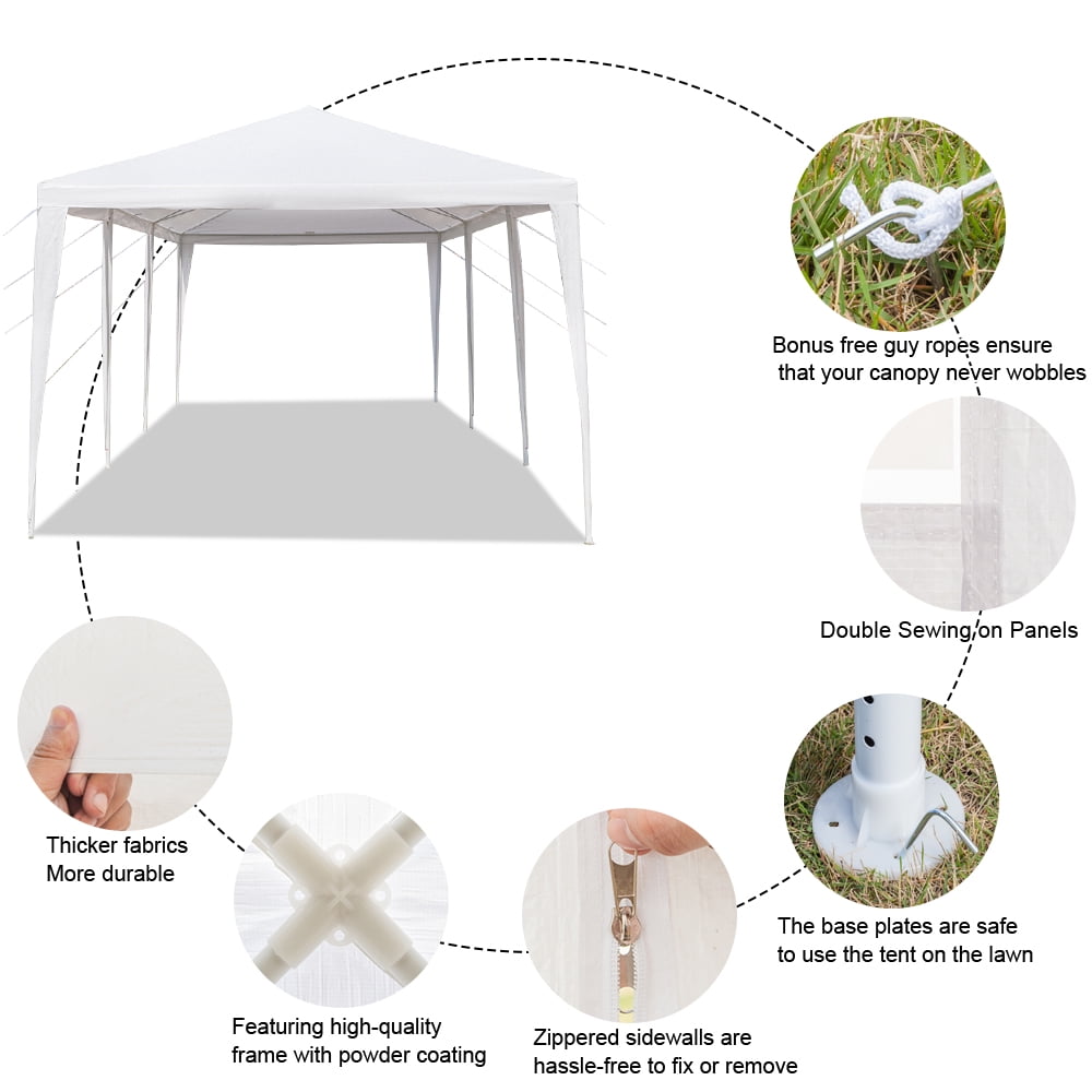 10' x 30' Beach Canopy Party Tent, Outdoor Gazebo Wedding Tent with 5 Removable Sidewalls for Yard Lawns