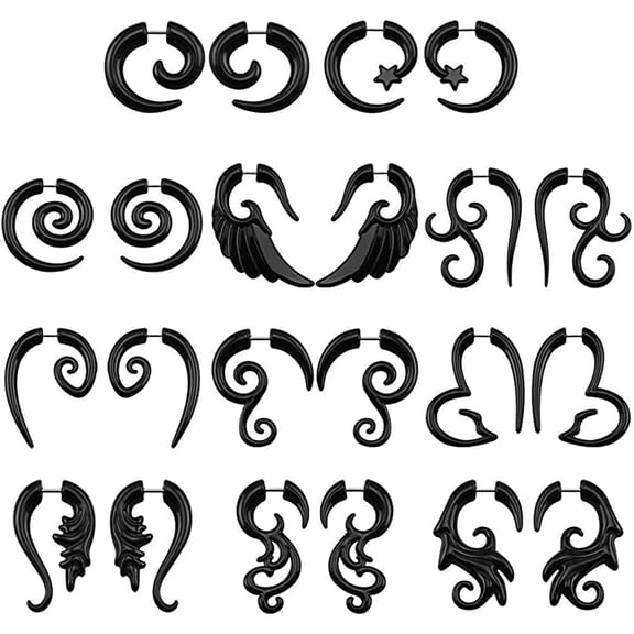 QQTDFG 5/11Pcs/Lot 16g Acrylic Horn Stud Earrings Tribal Spiral Cartilage Earrings Set-11 Pairs Mixed-style